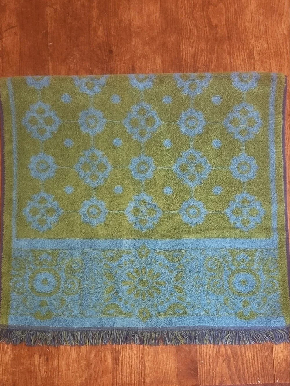 Blue and Green Floral Vintage Bath Towel